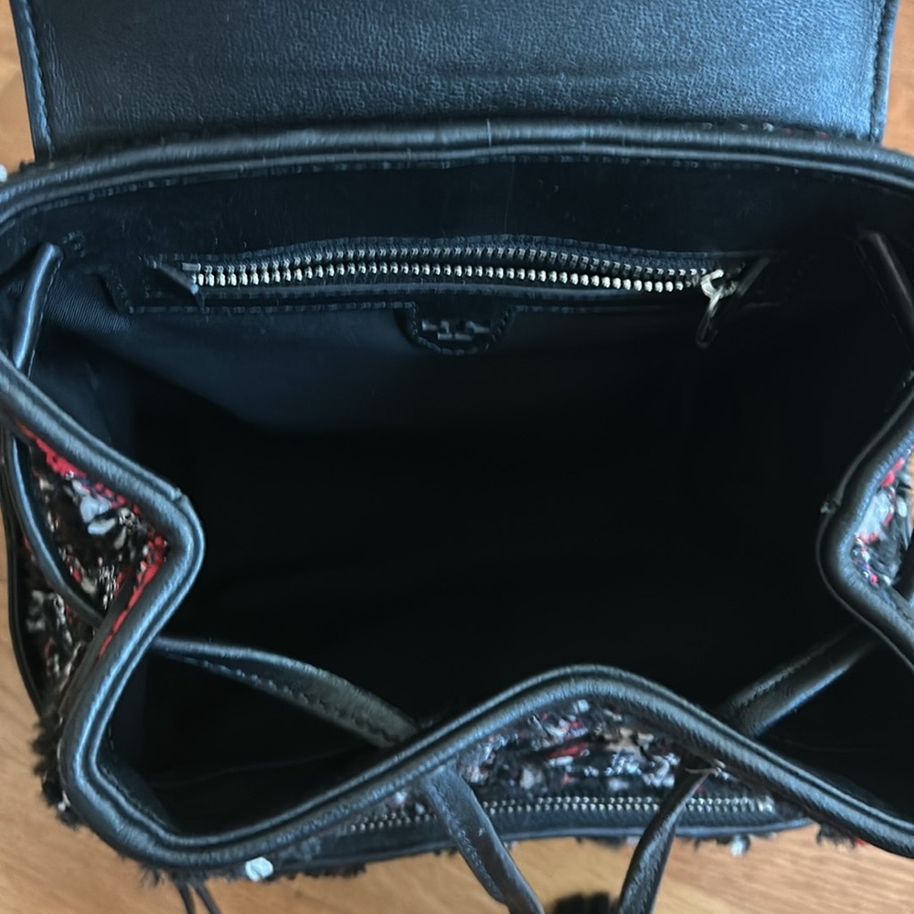 Tory Burch Fleming red/black tweed /leather backpack - Picture 5 of 7